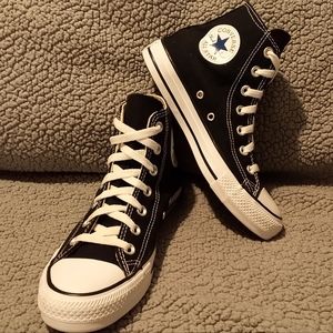 Never Worn Woman's Size 7.5 Black & White Converse All Star High Tops